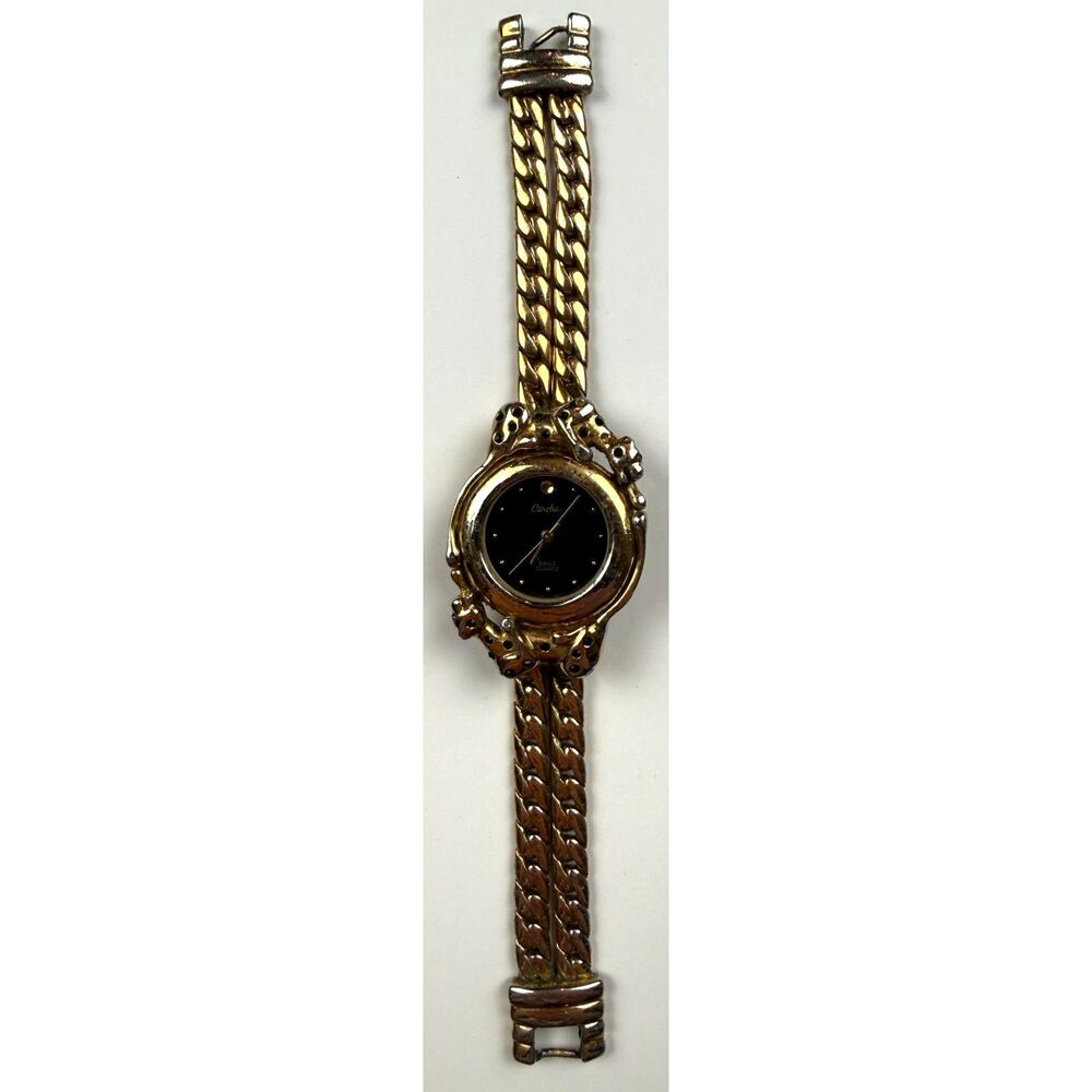 Carolee Gold-Tone Panther Head Bangle Watch, Ornate Statement Piece